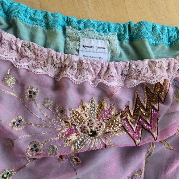 Handmade Tube Top Embroidered Sequins Flowers Vintage Romantic Blouse - Picture 3 of 13